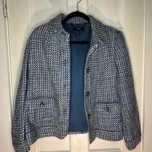 Vintage Blue and White Tweed-wool Jacket